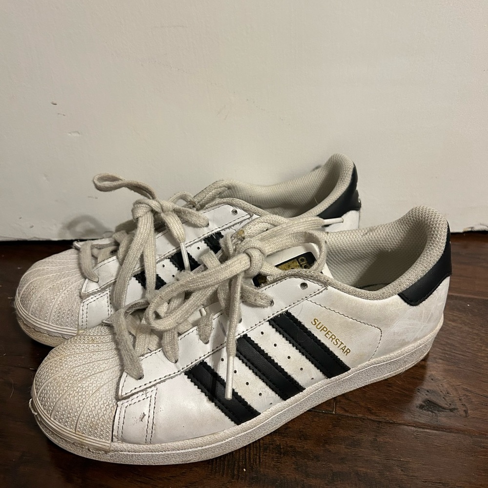 Adidas Superstars (men’s size 6 = women’s 7.5/8)
